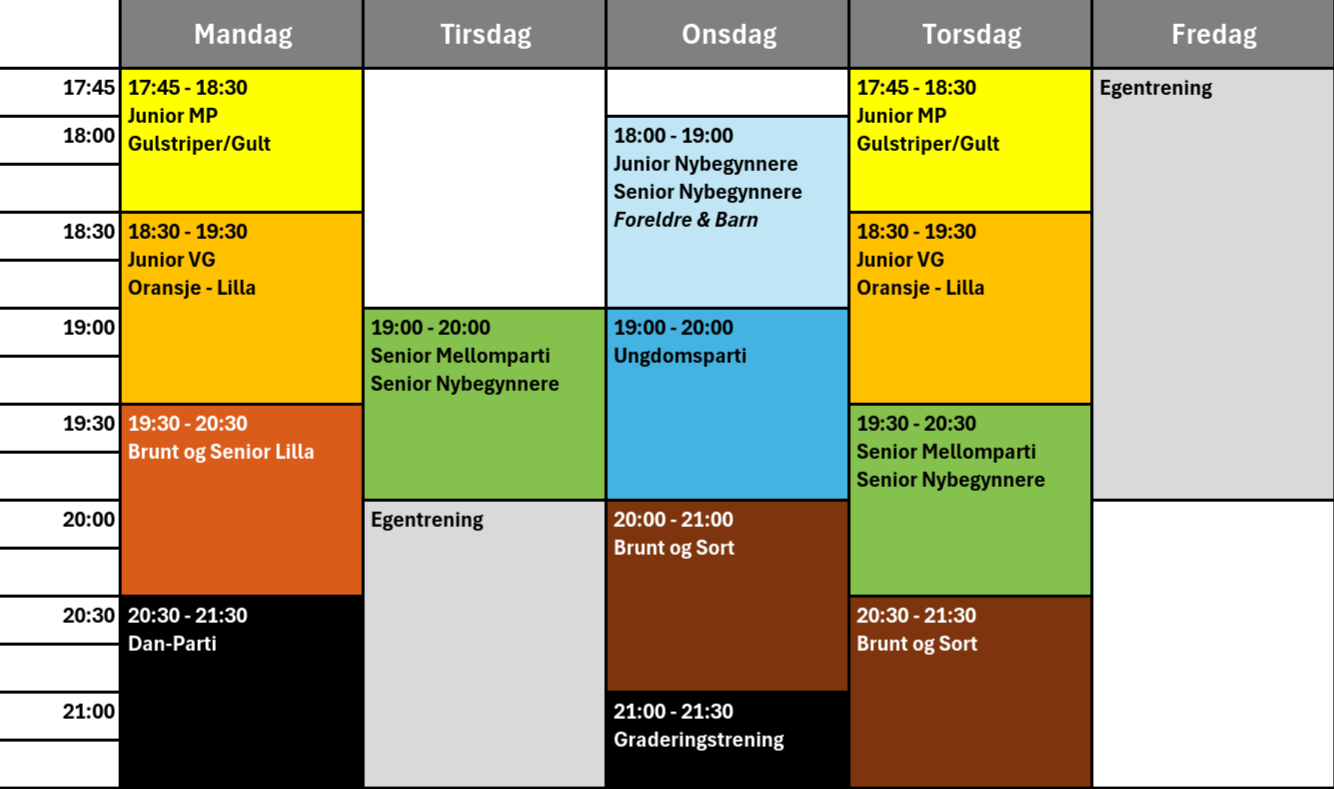 timeplan vår 2025